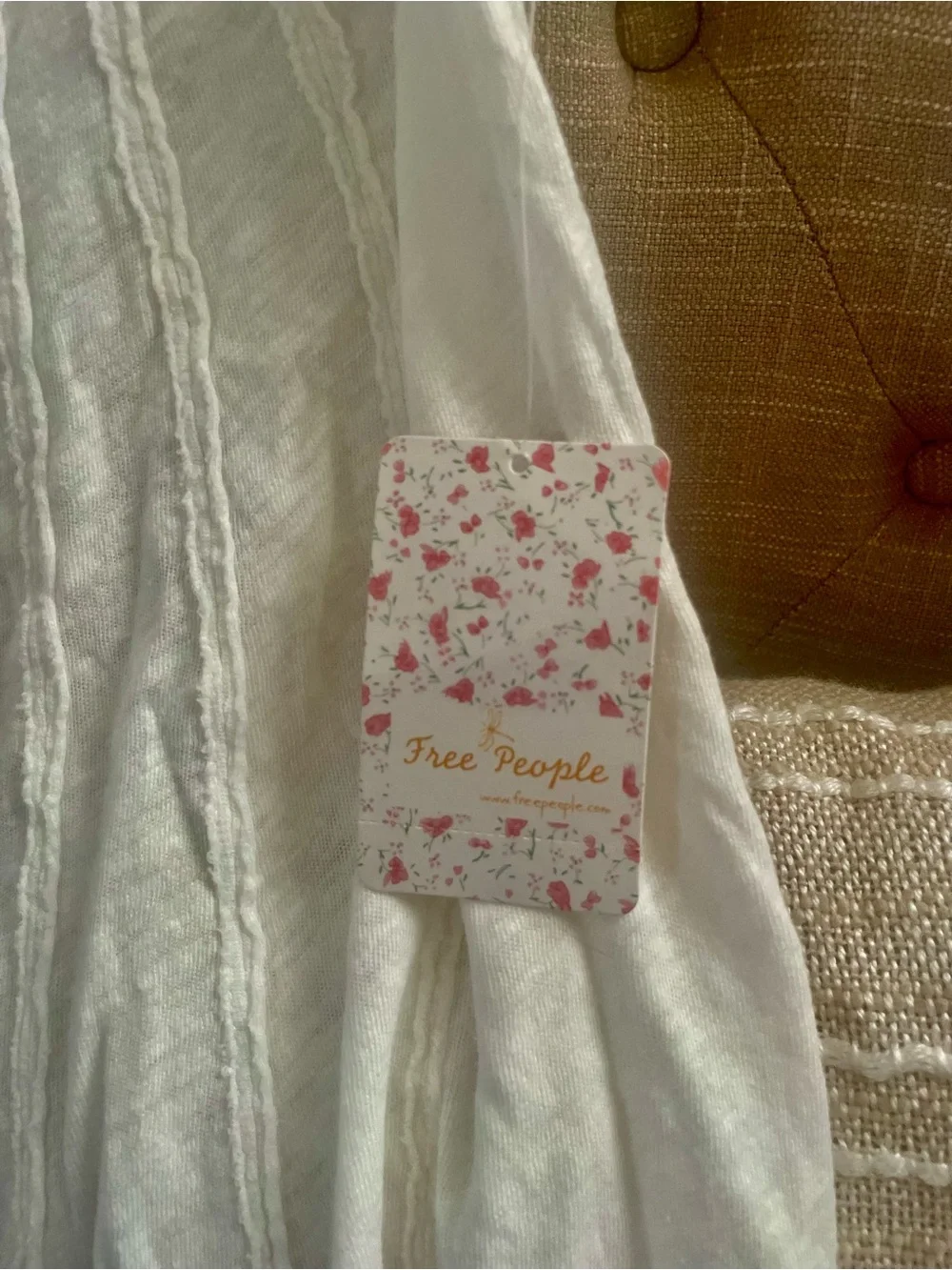 Free People White Scoop Neck Ruffle Sleeve Top  NEW W/ TAGS!